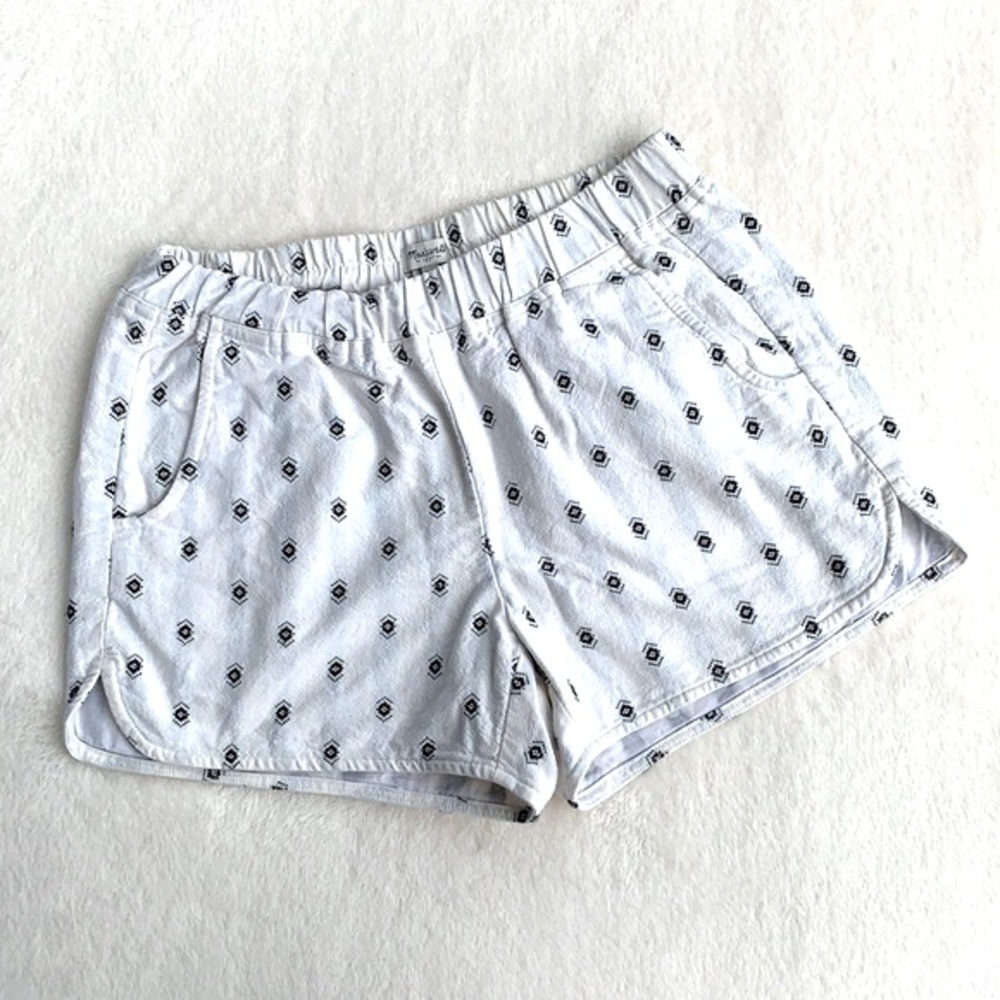 Madewell Cream & Black Printed Shorts